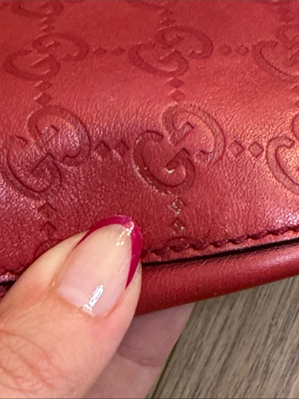 Gucci Red Monogram Leather Hobo Shoulder Bag - Picture 11 of 16